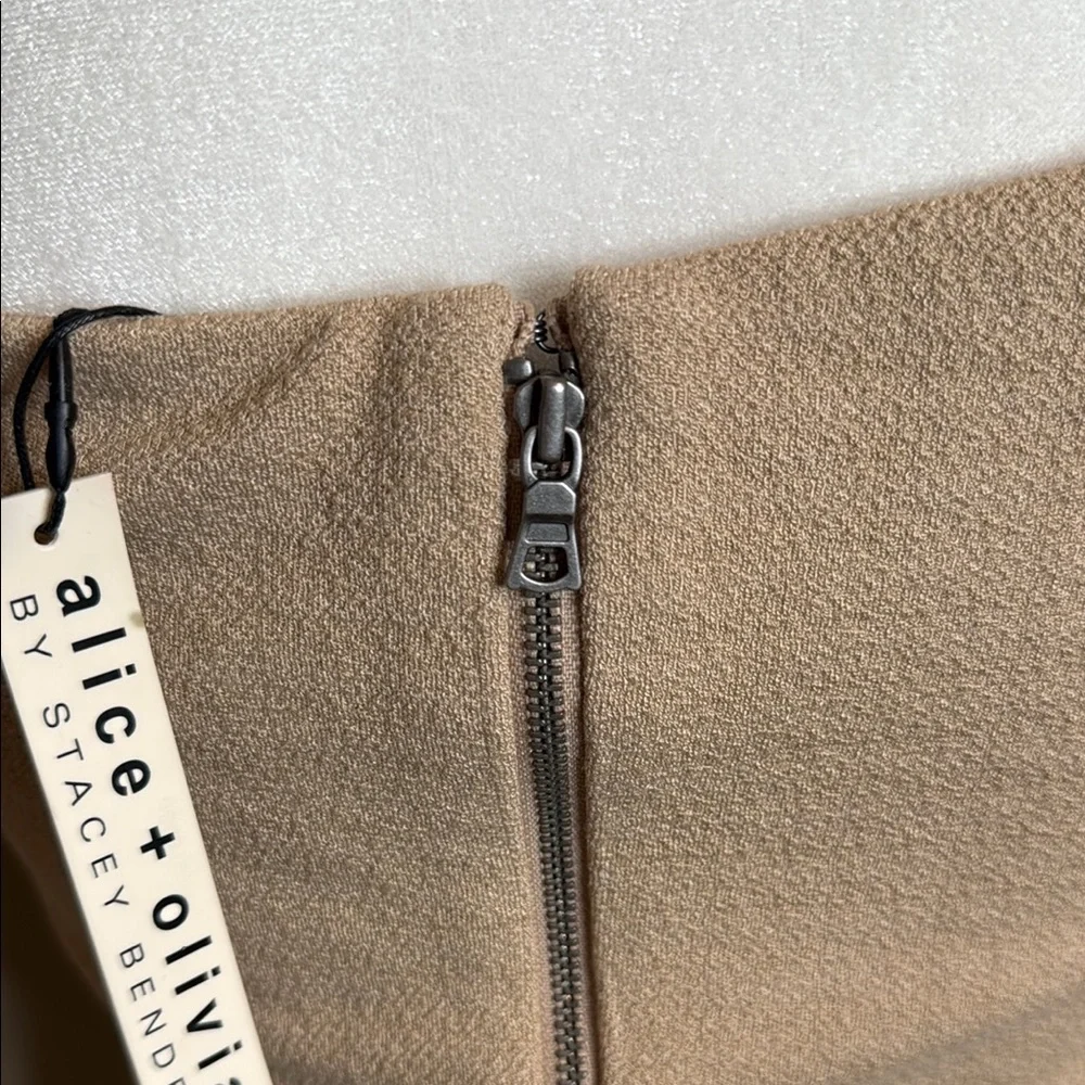 Alice + Olivia Tan Off-Shoulder Crop Top Back Zip - Picture 4 of 8